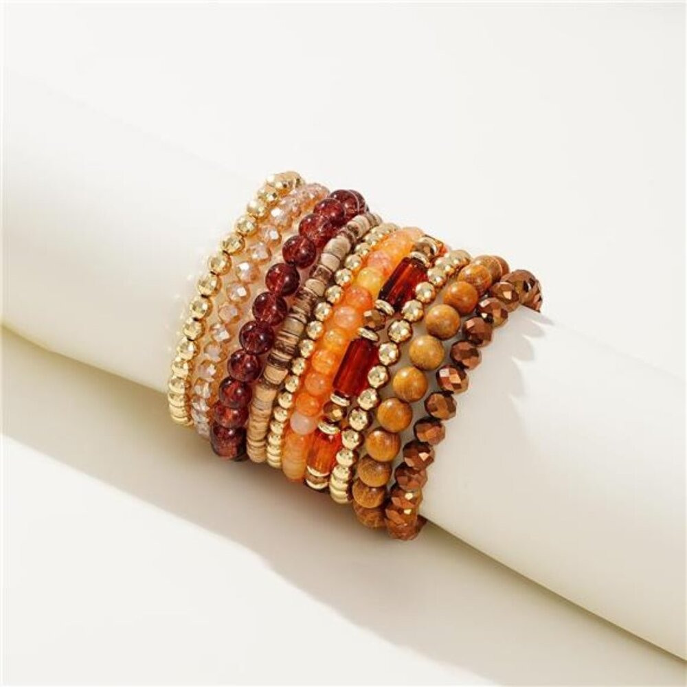 Surfer Heishi Clay Bead Bracelets for Women Bohemian Stackable Gold Brown multi - Picture 2 of 6